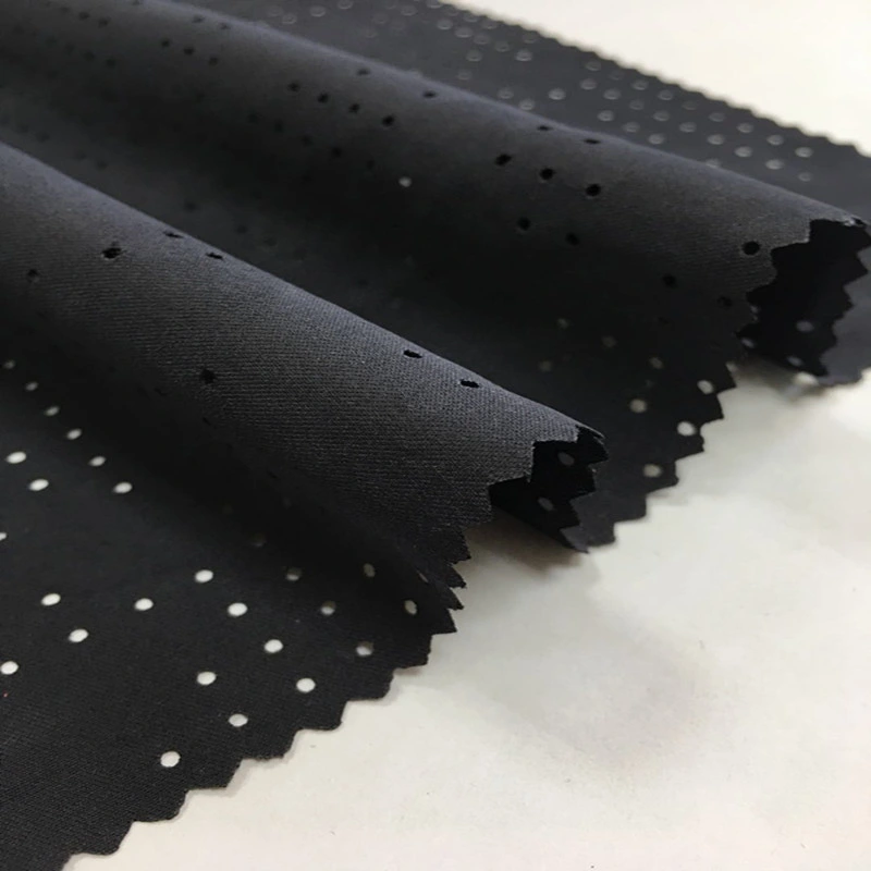 Grs Recycled RPET Pet Upholstery Hole Punched Perforated Elastic Stretch Polyester Microfiber Suede Fabric for Fashion Clothing