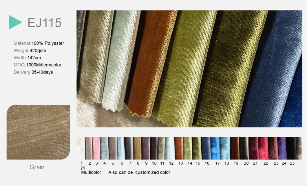 Soft Touch One Glittering Side Suede 100% Polyester Fabric for Sofa Furniture Material