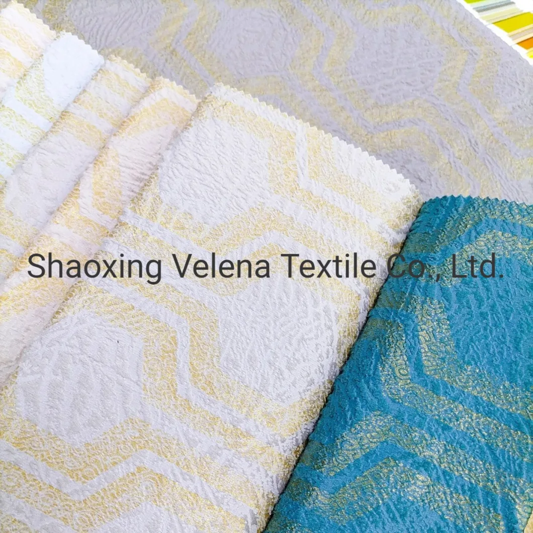 New Patteren 100% Polyester Holland Velvet Dyeing with Glue Emboss and Bronzing Living Room China Sofa Curtain Upholstery Furniture Fabric